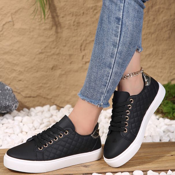 Damesschoenen Grote Maat Damesschoenen Platte Witte Schoenen Ronde Kop Eenvoudige Effen Kleur Casual Schoenen Dames_voghion.com