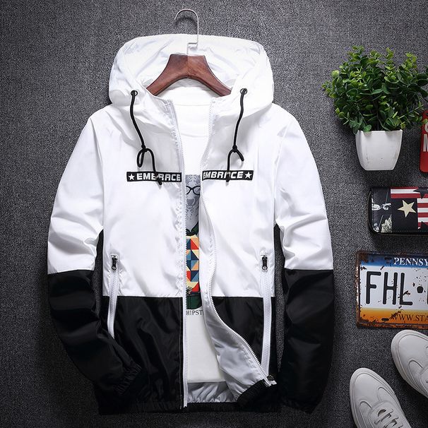 Spring and Autumn New Fashion Color Matching Men's Jacket Casual Trendy Thin Windbreaker Jacket Hooded Jacket Top_voghion.com