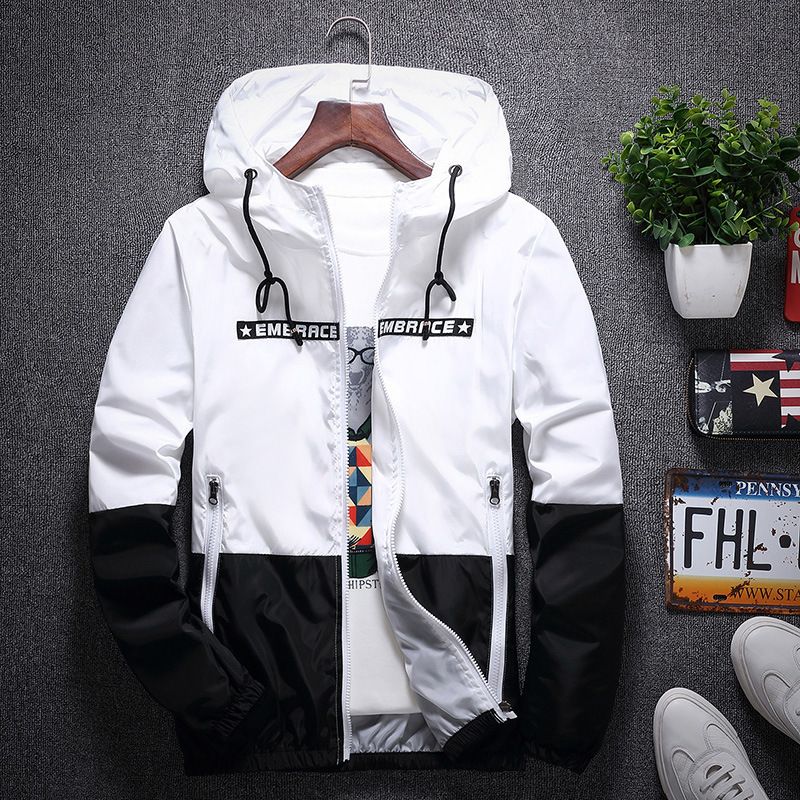 Frühling und Herbst Neue Mode Farbe Passenden männer Jacke Casual Trendy Dünne Windjacke Jacke Mit Kapuze Jacke Top_voghion.com
