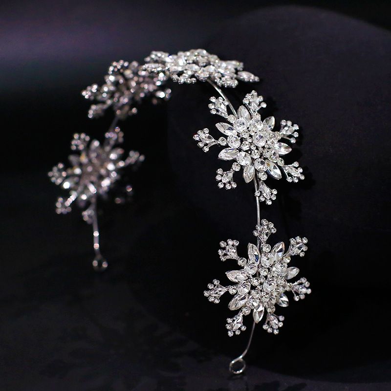 Coiffure de mariage nuptiale, bandeau en strass brillant, style forêt douce flocon de neige mariage coréen accessoires de style de robe de mariée principale_voghion.com