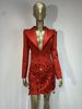 Elegantes rotes Bühnenkleid mit Perlenfransen – Sexy Blazer-Outfit für Damen für Bar-Shows, Geburtstagsfeiern und Events_voghion.com