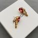 Boucles d'oreilles Fanjia Beauty Head Ruby pour femme, style rétro, en laiton_voghion.com