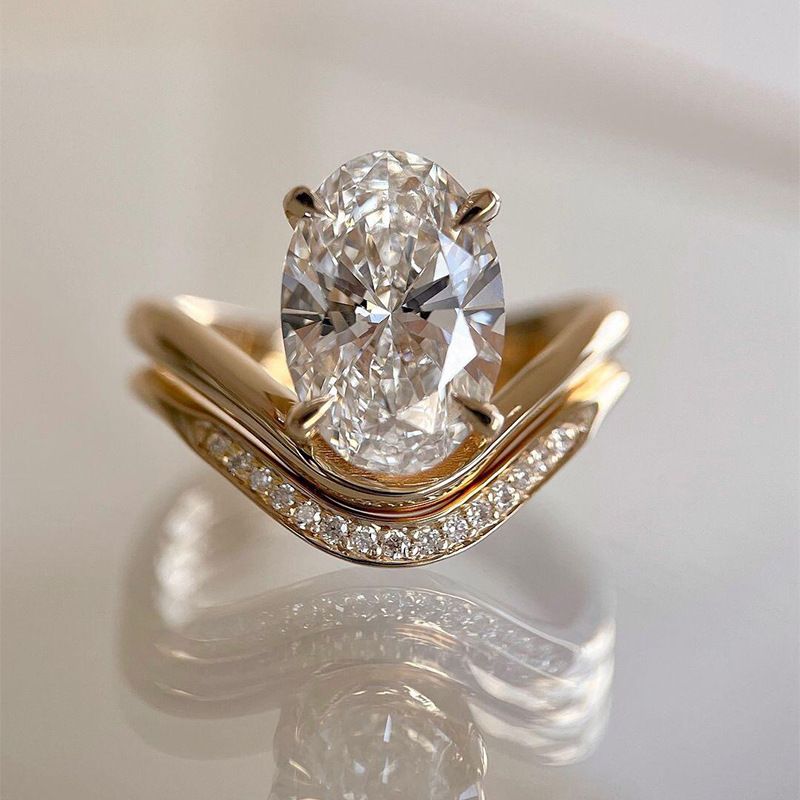 Luoxi Temple Jewelry 2025 Yeni S Gümüş Oval Güvercin Yumurtası 9*13mm Yumurta Şeklinde Elmas Yüzük Üst Üste Takılabilir_voghion.com