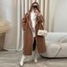 Elegant Embroidered Wool Blend Coat For Women - Loose Fit Long Sleeve Trench Coat With Lace Detailing, Autumn Winter Fashion Outerwear_voghion.com
