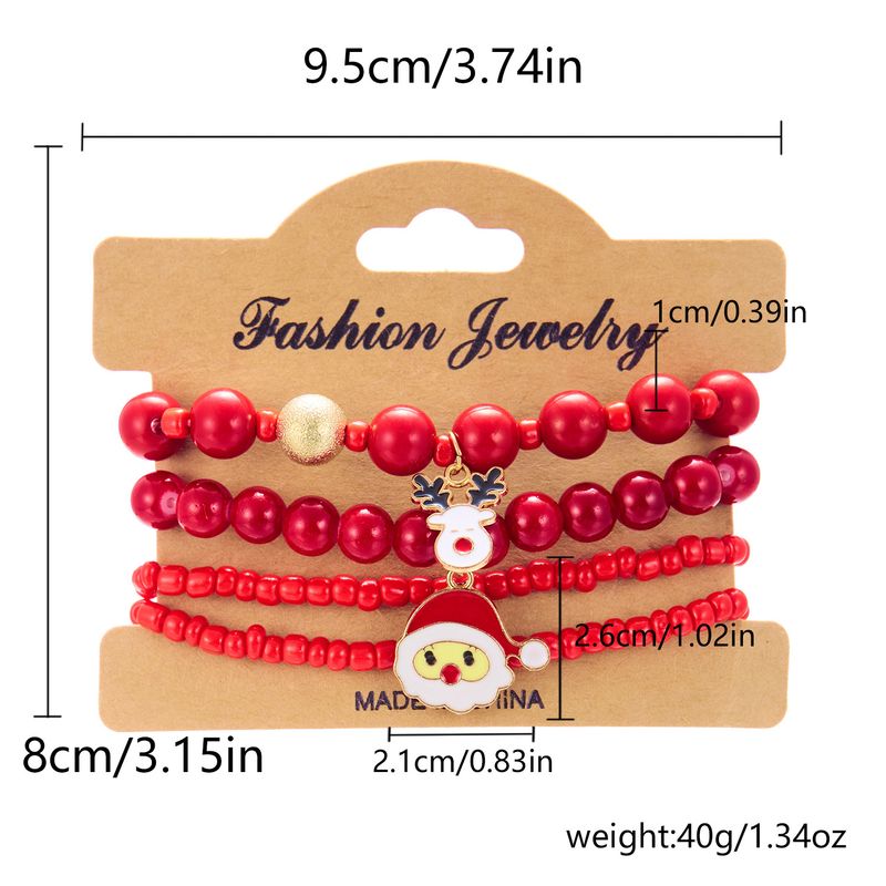 Europea Ad America Cross-Border Christmas Elemets Beaded Fashio Versatile Sata Claus Sowma Bracelet Set For_voghion.com