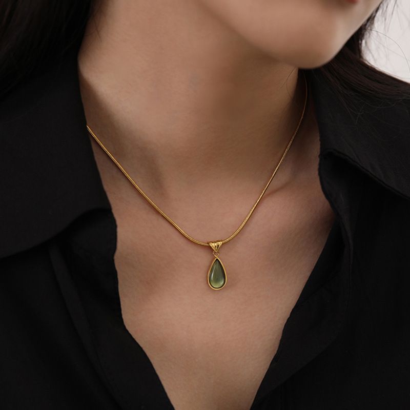 Sterling VENUS  Sier Water Drops Crystal Necklace for Women Girl Retro Mermaid Tears Jewelry Gift Dropship                 hip_voghion.com