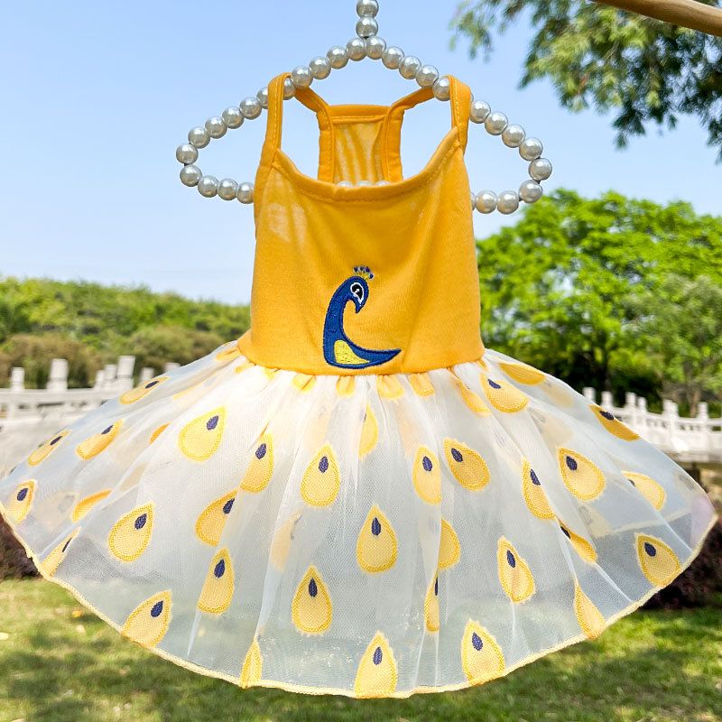 Peacock skirt available in four colors, organza, pet dog, cat clothing, dress supplies, spring and summer new styles_voghion.com
