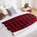 Facecloth Double Layer Classic Red And Black Plaid Printed Lamb Plush Car Nap Blanket_voghion.com