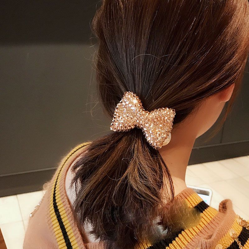 Κορεατική έκδοση του Dongdaemun Princess Wind Full Bow Head Hairband Ties Leather Tenons Water Diamond Tie Hair Cope_voghion.com