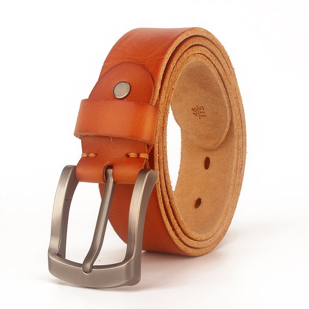 men's Head Layer Cowhide Pin Buckle Washed Handmade Belt Hot Sale_voghion.com