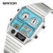 SANDA LED Electronic Square Men's Youth Casual Multi-function Thermometer Stopwatch Chronograph Men’s Watch_voghion.com