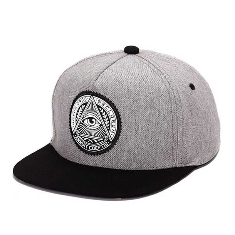 Moda 5 pannelli snapback in cotone occhi di Dio patch in plastica berretti da baseball a tesa piatta cappello hip hop Cappellini da camionista per uomo donna_voghion.com
