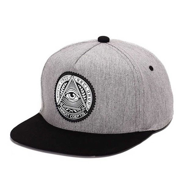 Moda 5 pannelli snapback in cotone occhi di Dio patch in plastica berretti da baseball a tesa piatta cappello hip hop Cappellini da camionista per uomo donna_voghion.com