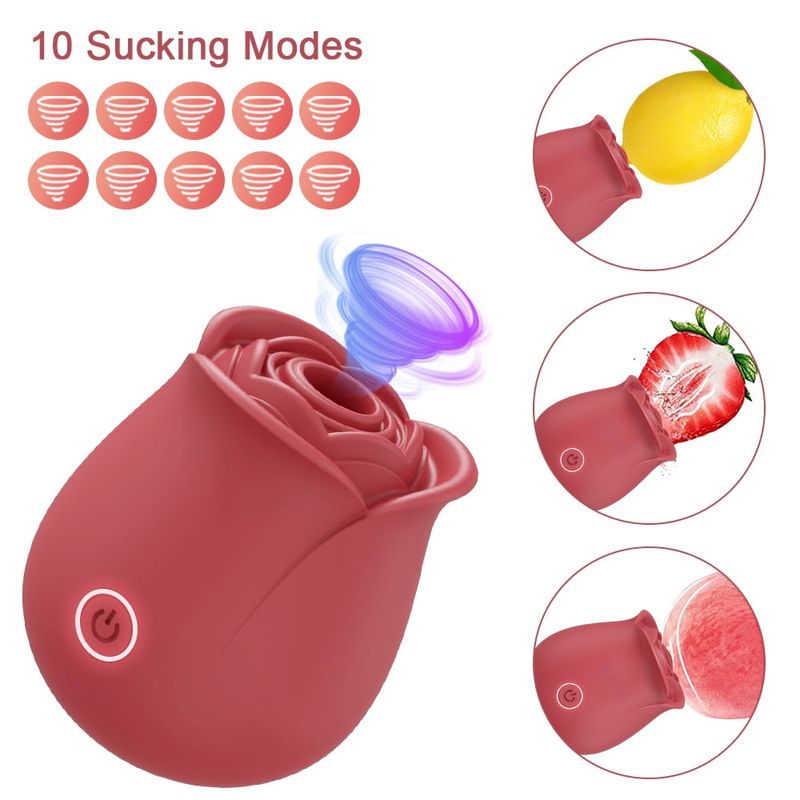Rose Sex Toys For Women With 10 Intense Suction, Rechargeable G Spot Nipple Stimulator Sex Toys For Women For Sex_voghion.com