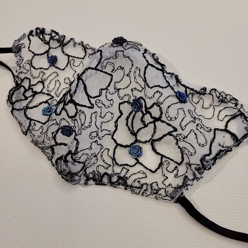 Fashion Tulle Peach Heart Pattern Three-dimensional Exquisite Flower Mask_voghion.com