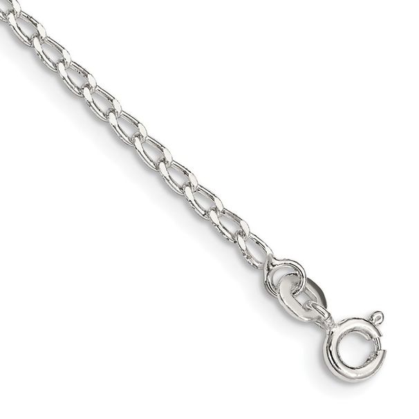 Sterling Silver 2mm Open Elongated Link Chain Anklet_voghion.com