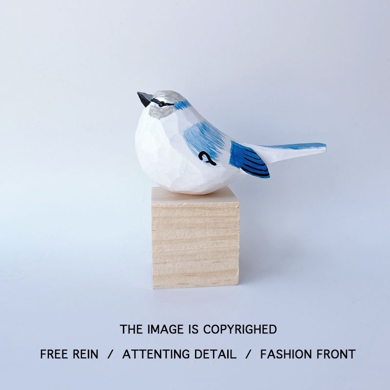 Hand-Carved Cute Realistic Chubby Chirping Bird Desktop Ornament Couple Birthday Valentine's Day Gift For Boyfriend_voghion.com