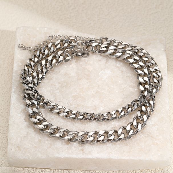 Layered Cuban Ankle Chain Unisex Set Summer Beach Stackable Fashion Anklet_voghion.com