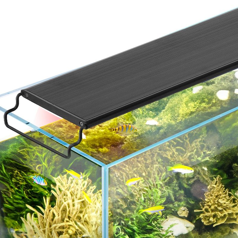 VEVOR Aquarium Light With LCD Monitor, 18W Full Spectrum Fish Tank Light With 24/7 Natural Mode, Adjustable Brightness & Timer - Aluminum Alloy Shell Extendable Brackets For 18"-24" Freshwater Tank_voghion.com