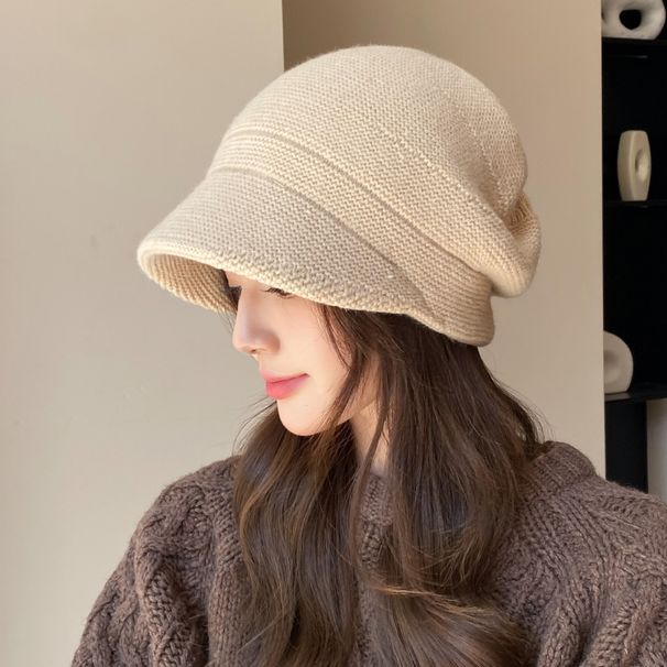 Cappelli da donna, autunno e inverno, lavorati a maglia, moda, caldi paraorecchie, cappello in pile, larghi, per esterni, con ampia circonferenza della testa, cappello di lana per donna_voghion.com
