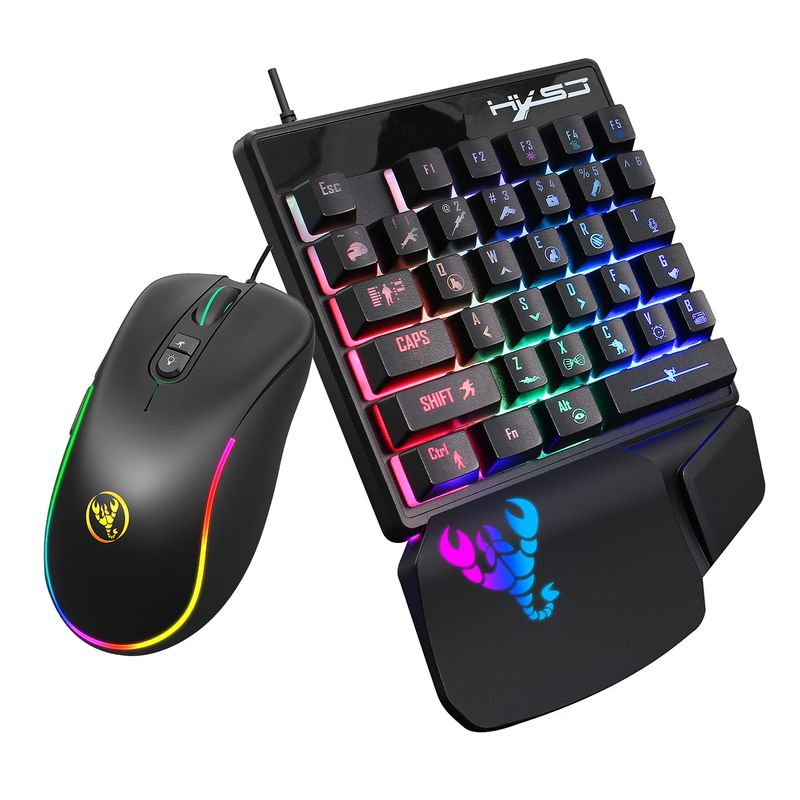 Farfi 2 stk/sæt HXSJ RGB baggrundslys Enkelthånds gaming tastatur 35 taster bærbar mus_voghion.com