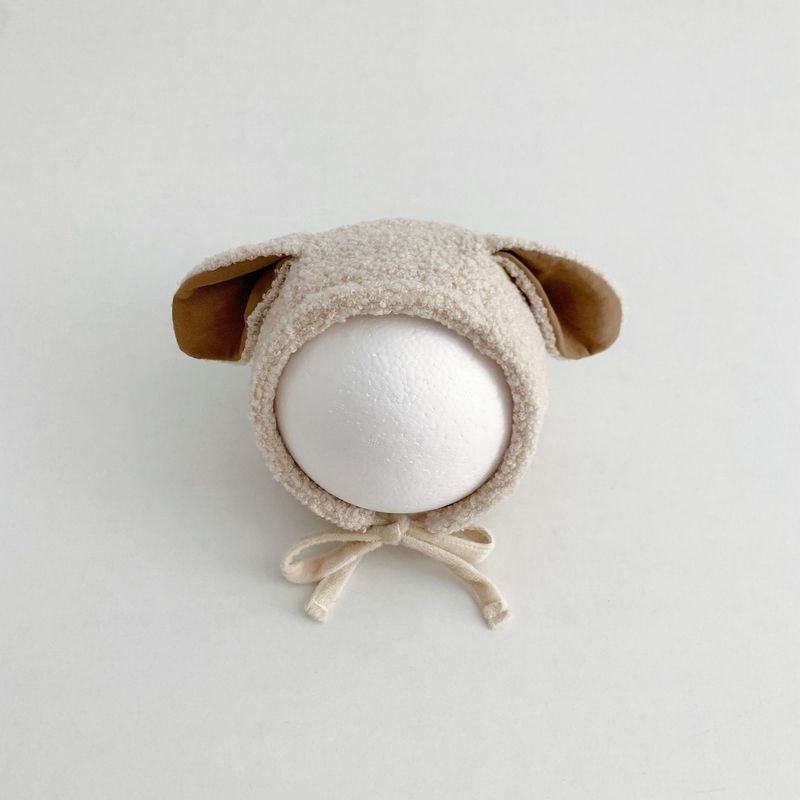 Baby hat Baby cute little ears plush lace-up hat autumn and winter warm hat_voghion.com