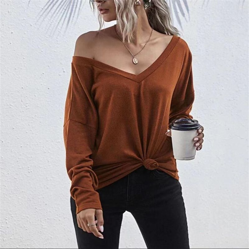 Neues gestricktes V-Ausschnitt-Pullover-Open-Back-Lose-Langarm-Damenoberteil_voghion.com