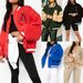 Chaqueta de béisbol engrosada de lana con letras para mujer_voghion.com
