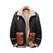 Men’s Faux Leather Bomber Jacket – Shearling-Lined Slim Fit Coat (M-5XL, Black, Windproof)_voghion.com