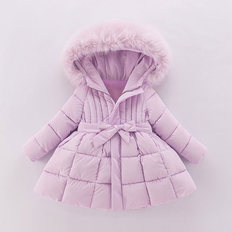 【 】 Piger vintermodel med fortykket vestlig pelskrave, dunjakke, koreansk version, bomuld med talje._voghion.com