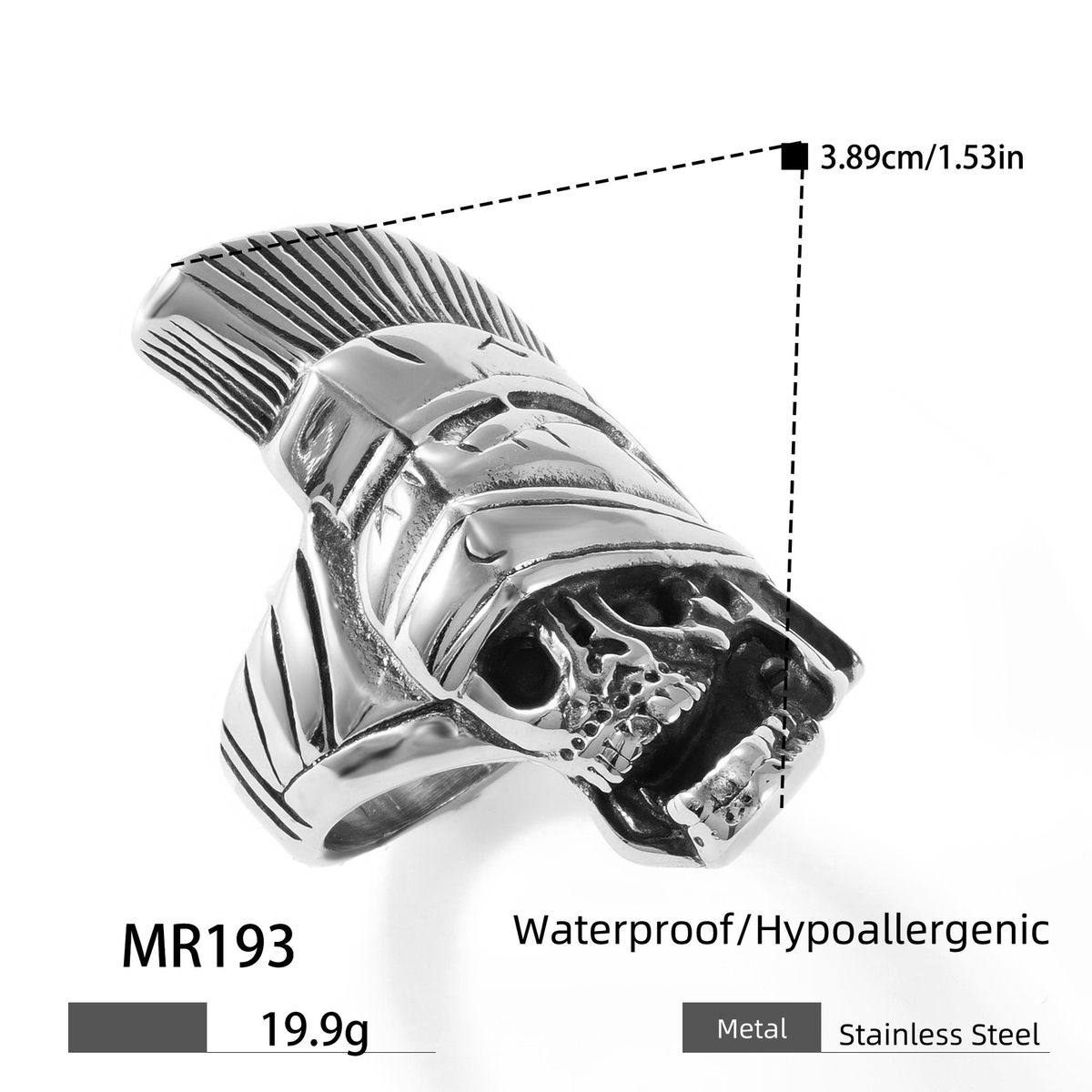 Anelli Kamen Rider Skull Anello in acciaio inossidabile con texture Anello da uomo in titanio liscio Hip Hop_voghion.com
