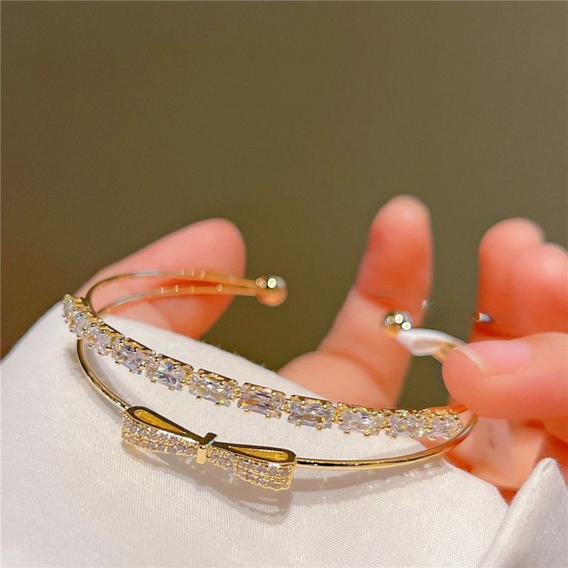 Originale JOJOACC Micro-intarsiato Zircone Placcato Oro Fiocco Squisita Apertura Semplice Bracciale Gioiello J289_voghion.com