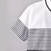 Vêtements pour enfants T-shirt à manches courtes à revers de couleur contrastée pour garçon Polo rayé blanc à manches courtes pour enfants Costume deux pièces_voghion.com