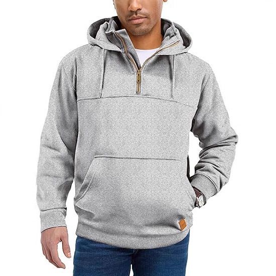 Felpa con cappuccio in pile pesante da uomo - Felpa con cappuccio calda invernale con tasca a marsupio, vestibilità comoda e casual per attività all'aperto e streetwear_voghion.com