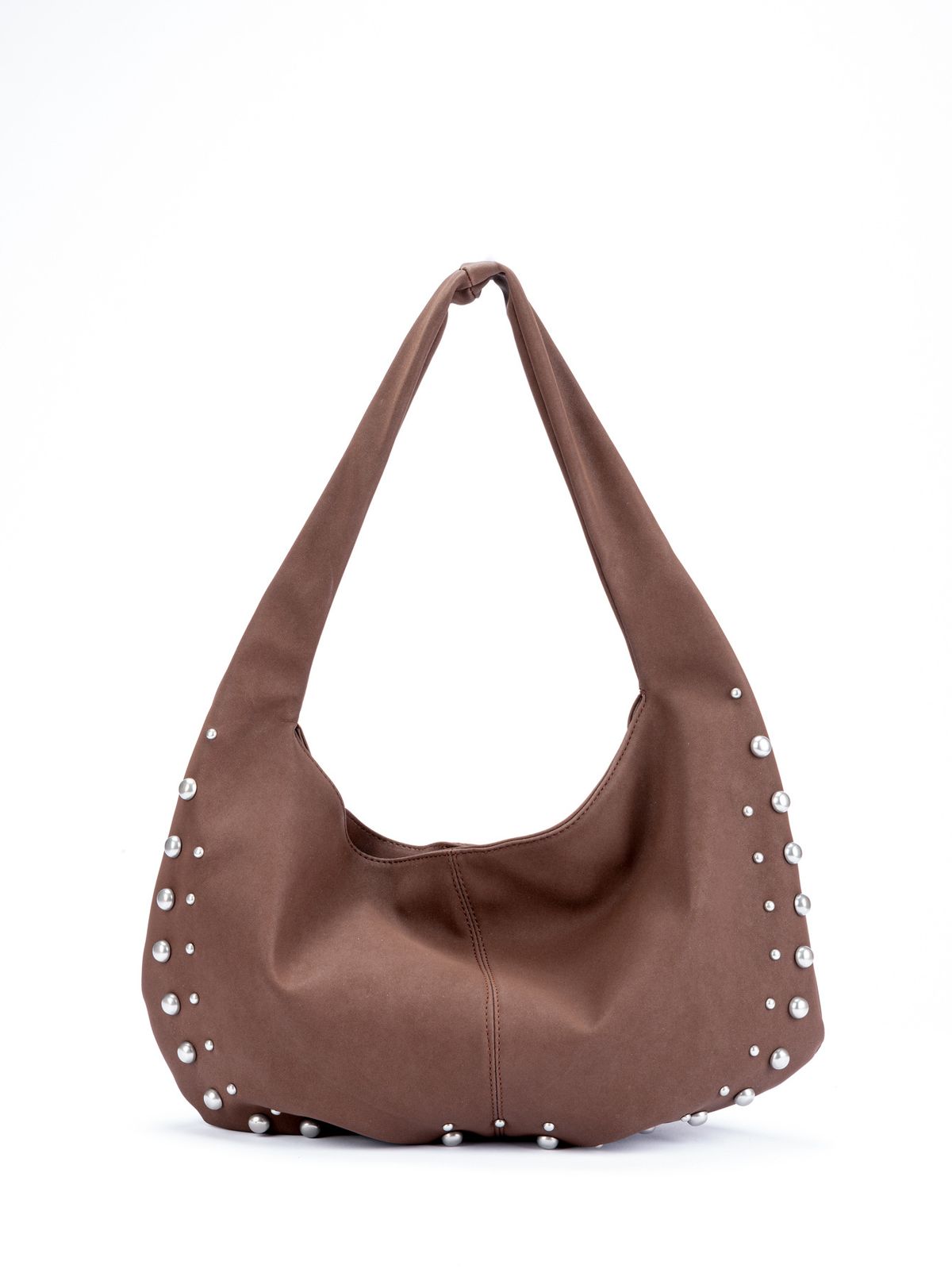 Borsa a tracolla con borchie in pelle scamosciata smerigliata, versatile e casual, autunno e inverno, da donna, nuova moda 2025_voghion.com