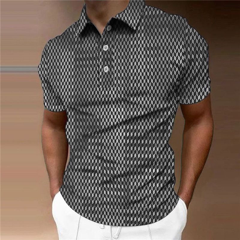 Sportliches, übergroßes Sommer-Poloshirt für Herren, kurzärmlig, Street-Wear-Golfball-Oberteil mit 3D-Druck_voghion.com