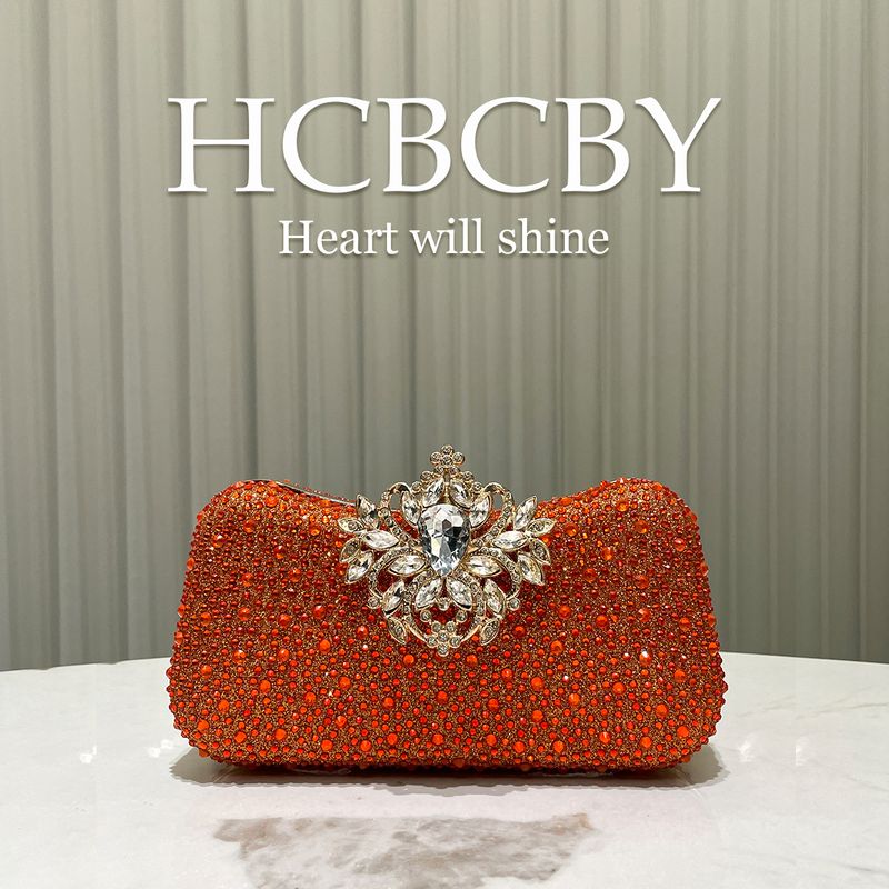 Pochette da sera con strass Orange Luxe - Elegante borsa con fibbia in cristallo per eventi formali da donna_voghion.com