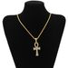 Halskette mit ägyptischem Ankh-Schlüsselanhänger für Herren und Damen mit gedrehter Kette, galvanisierte Legierung, geometrisches Design, Unisex-Modeaccessoire_voghion.com