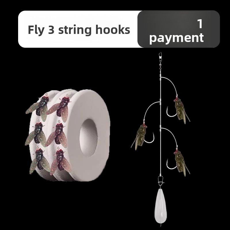 Lue Fly Sting Hameçon Anti-emmêlement Trois hameçons Cinq hameçons Ligne Ensemble Appât Inveted Fishing Mico Universel Topmouth_voghion.com