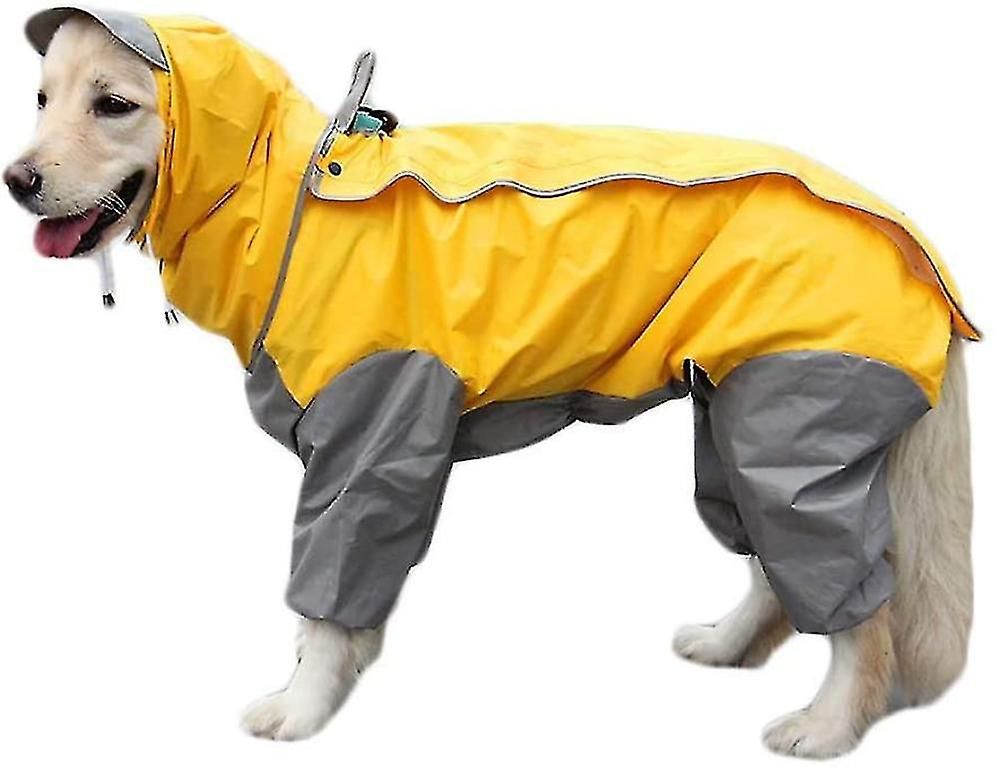 Yellow Dog Raincoat With Detachable Hoodie, Drawstring Coat, 10 Sizes_voghion.com