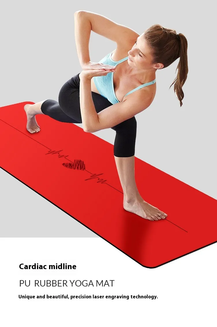 Dabīgās gumijas PU krāsains luksusa jogas paklājiņš, vienkārša stājas līnija, personalizēta pievilcīga fitnesa, pretslīdēšana un sviedri_voghion.com