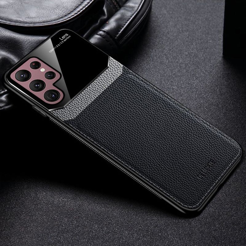Leder Spiegelglas Handyhülle für Samsung Galaxy S22 Ultra 5G PU stoßfeste Handyhülle für_voghion.com