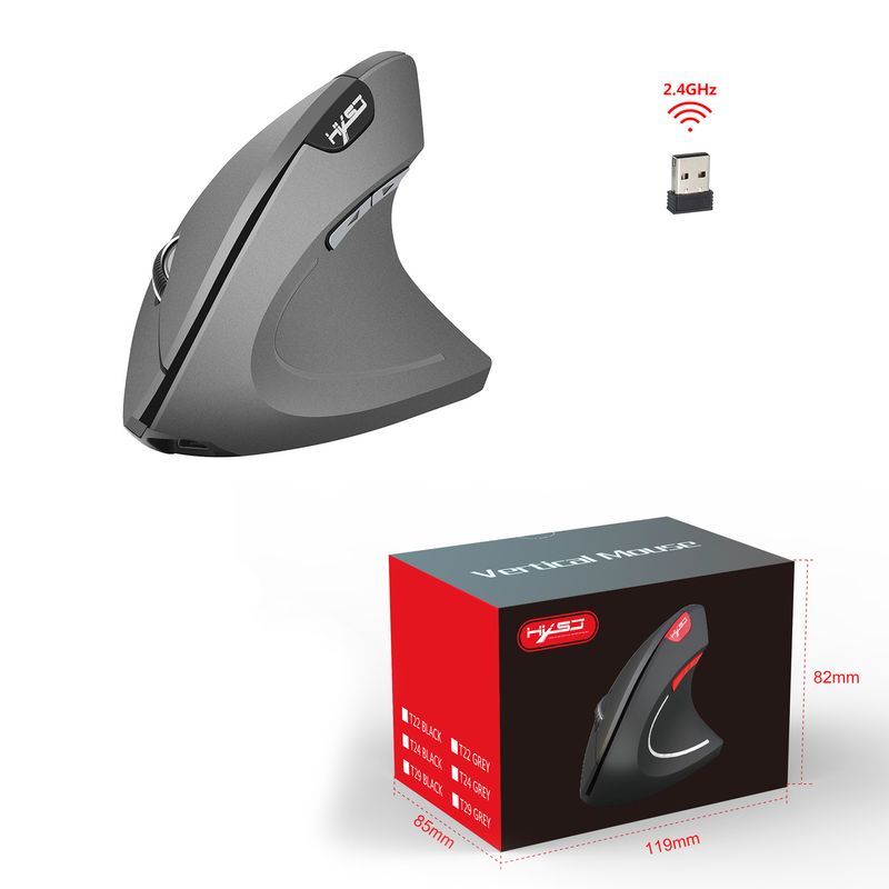 Pionowa mysz bezprzewodowa HXSJ 2,4 GHz Logo Ergonomiczna konstrukcja Regulacja 2400 DPI_voghion.com
