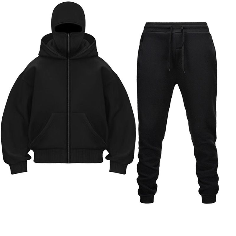 nisex Double Hoodie Jogger Set – Streetwear Matching Outfits (S-XXL,5 Color Combos)​_voghion.com