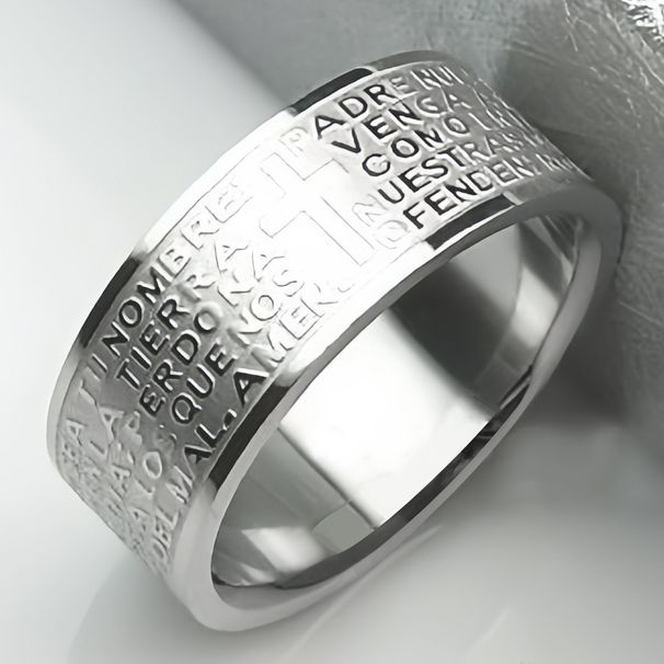 Stainless Men's Personalized Jewelry Engraved Cross Letter Ring Titanium Steel Accessories_voghion.com