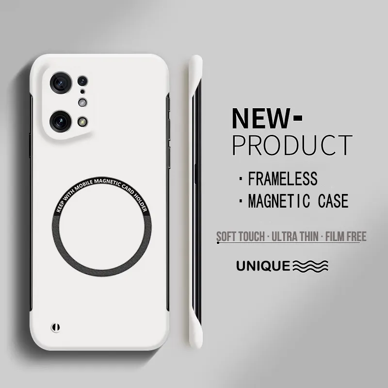 Coque de téléphone magnétique ultra fine et rigide en polycarbonate sans cadre pour Oppo Reno 5 6 8 Find X3 Neo Lite X5 Pro avec chargement sans fil mat_voghion.com