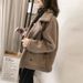 Women's Faux Suede Faux Fur Lined Short Jacket - Winter Cozy Fleece Outerwear Loose Fit Bomber Style, Button Zipper Closure (Khaki, Beige, Coffee)_voghion.com