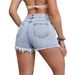 Vêtements pour femmes Mode Short en jean déchiré à bords bruts_voghion.com