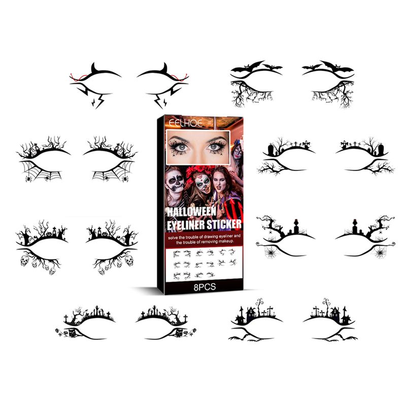 EELHOE Halloween Eyeliner Patch, Scary Fashion Party Makeup Kit Bat Spider Decorative Eyeliner Eyeshadow Patch_voghion.com