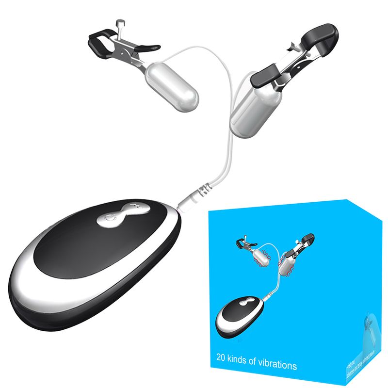 Vibromasseur à tétons à 20 fréquences Pinces à tétons vibrantes Pince clitoridienne Massage des seins Stimulation clitoridienne Jouets sexuels féminins_voghion.com